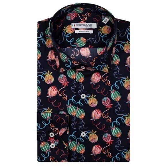 GIORDANO MAGGIORE SABRAS FRUIT PRINT NAVY SHIRT Size 39 - Picture 14 of 14